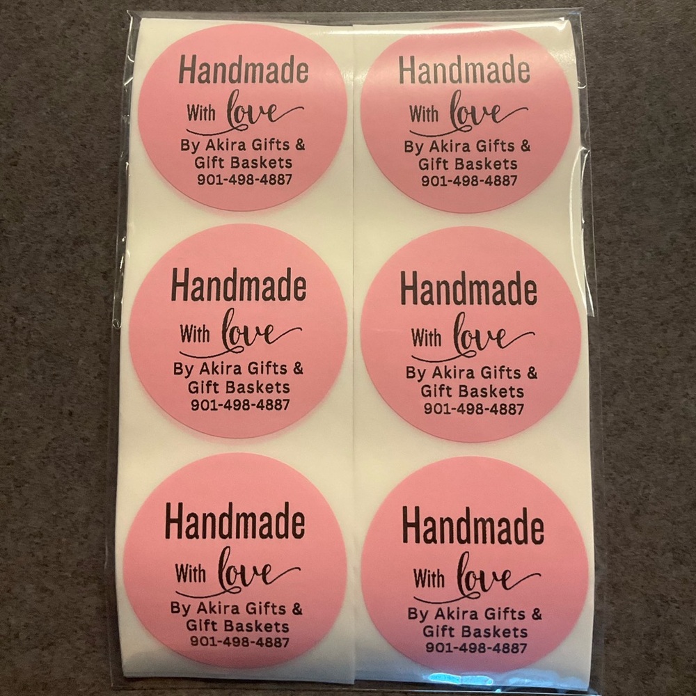 100 Personalized Handmade With Love Stickers